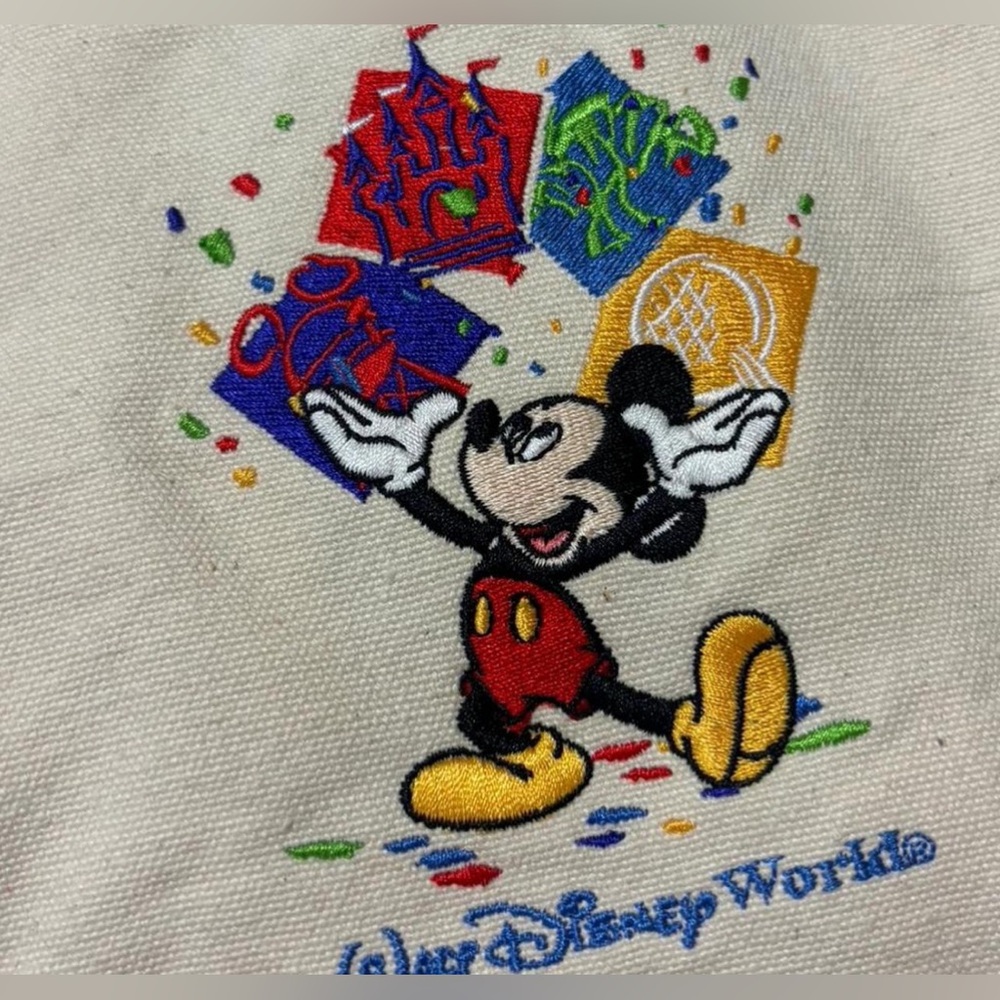 Vintage Walt Disney World navy and white striped tote / bookbag
